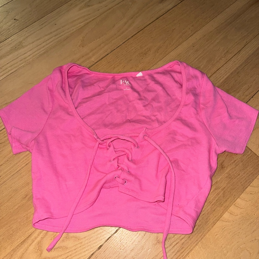 PacSun Pink Lace-Up Crop Top